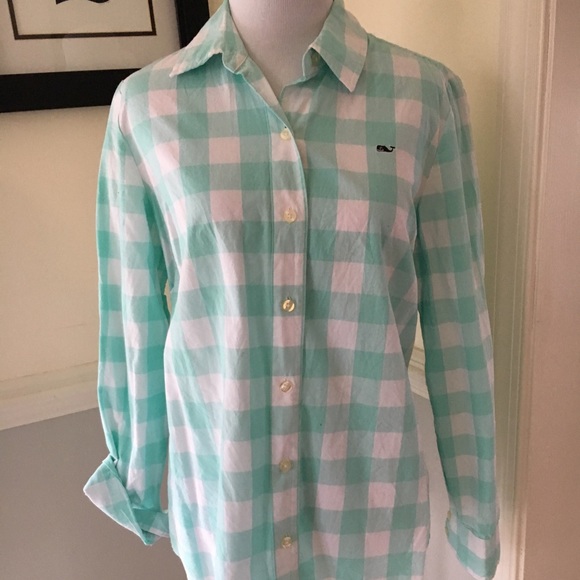 Vineyard Vines mint check button down shirt 6 - Picture 2 of 2
